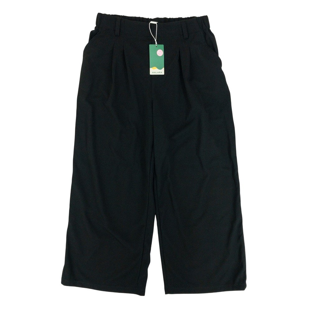 Halara Flex High Rise Wide Leg Waffle Pants Womens Large Petite Black Pockets